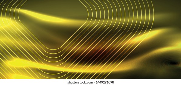 Neon square shapes lines on glowing light background, vector design