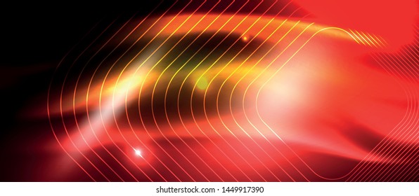 Neon square shapes lines on glowing light background, vector design