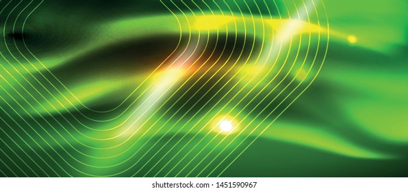 Neon square shapes lines on glowing light background, vector design