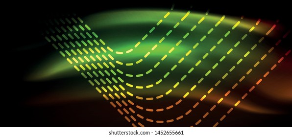 Neon square shapes lines on glowing light background, vector design