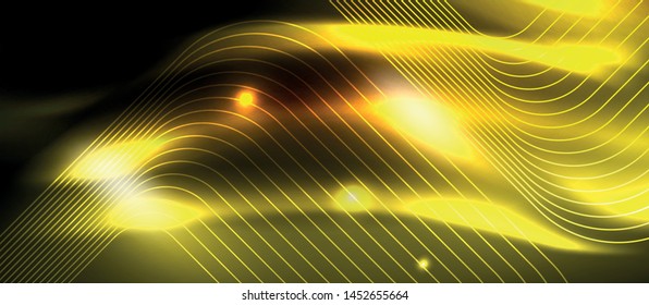 Neon square shapes lines on glowing light background, vector design