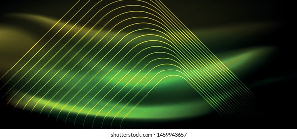 Neon square shapes lines on glowing light background, vector design