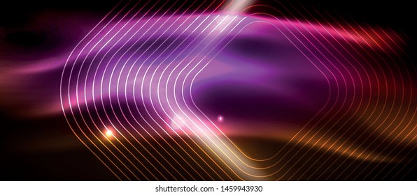 Líneas de formas cuadradas neón sobre fondo luminoso brillante, diseño vectorial