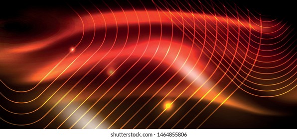 Líneas de formas cuadradas neón sobre fondo luminoso brillante, diseño vectorial
