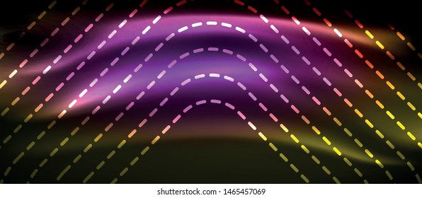 Neon square shapes lines on glowing light background, vector design
