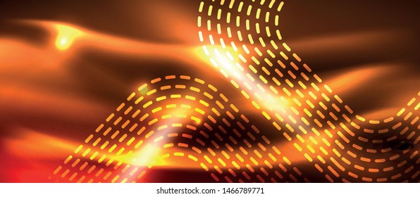 Neon square shapes lines on glowing light background, vector design