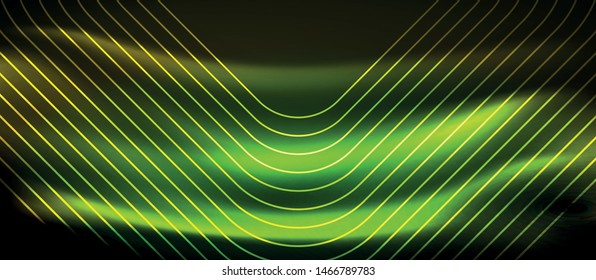Neon square shapes lines on glowing light background, vector design