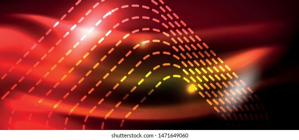 Neon square shapes lines on glowing light background, vector design