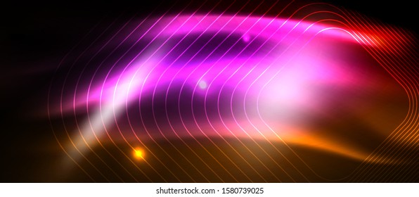 Neon square shapes lines on glowing light background, vector design