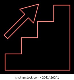 Neon stairs growth red color vector illustration flat style image
