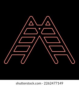 Neon stairs red color vector illustration image flat style light