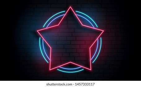 neon star empty frame background