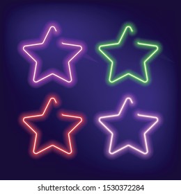 neon star glow isolated on blue background