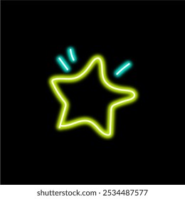 neon star isolated on black background. Star icon with glowing neon outline. Vector illustration.