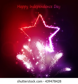 Neon star on the dark background for independence day USA