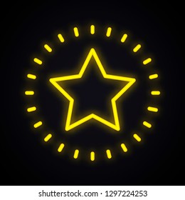 Neon star sign. Glowing star shape symbol