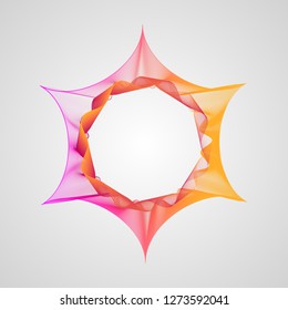 Neon Star. Stylized Guilloche Element. Circle bright gradient frame