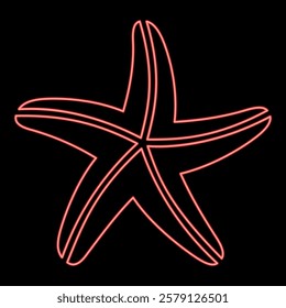 Neon starfish sea star red color vector illustration image flat style