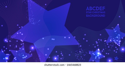 Neon stars vector elegant christmas on dark blue starry background