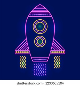 Neon startup icon. Vector illustration for business design.