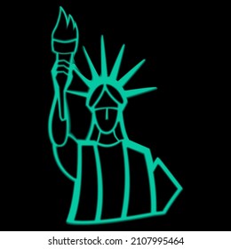 Neon Statue of Liberty.  Vector illustration. 