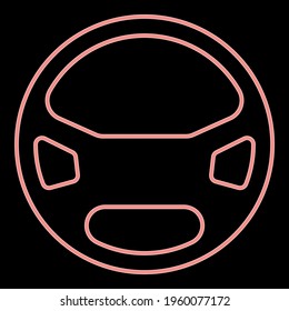 Neon steering wheel the red color vector illustration flat style image