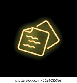 Neon sticky notes are glowing on a black background representing the concept of brainstorming