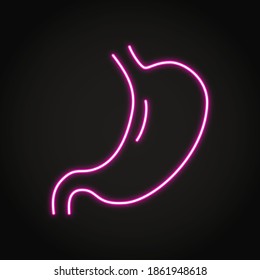 Neon stomach icon in line style. Internal organ symbol, part of human digestive system. Vector illustration.