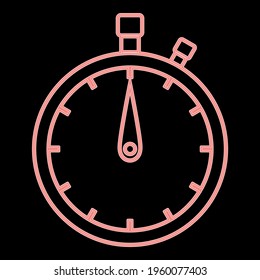 Neon the stopwatch the red color vector illustration flat style image