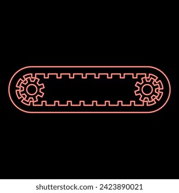 Neon strap for engine toothed belt for gears cambelt timing gas distribution mechanism red color vector illustration image flat style