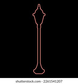 Neon street lamp lantern red color vector illustration image flat style