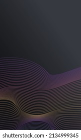 Neon Stripe Light Vector Black Background. Gradient Waveform Modern Banner. Dynamic Element Energy Pattern. Color Curve Graphic Template.