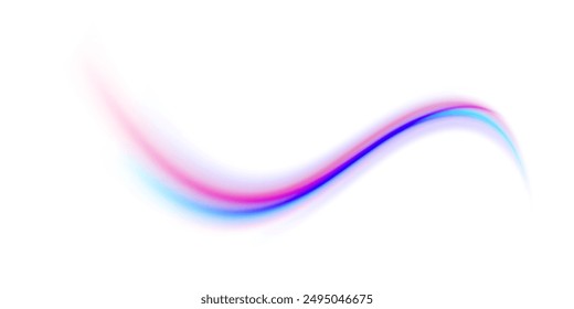 Neon stripes in the form of drill, turns and swirl. Illustration of high speed concept. Image of speed motion on the road. Abstract background png in blue and purple neon glow colors.	