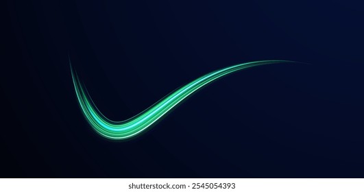 Neon stripes in the form of drill, turns and swirl. Speed of light concept background. Abstract background rotational border lines.