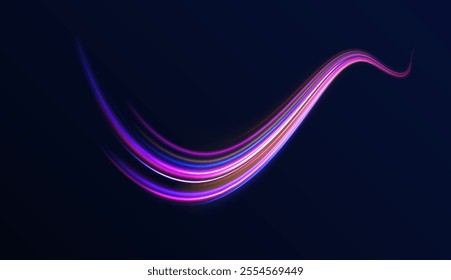 Neon stripes in the form of drill, turns and swirl. Iight background, speed, wavy, swirl,curve,speedy,vector.  Abstract background rotational border lines. 