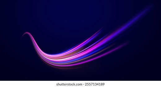 Neon stripes in the form of drill, turns and swirl. Iight background, speed, wavy, swirl,curve,speedy,vector.  Abstract background rotational border lines. 