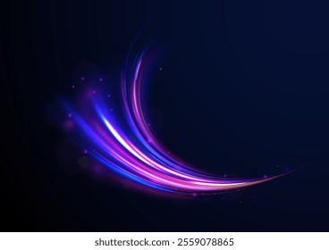 Neon stripes in the form of drill, turns and swirl. Speed of light concept background. Abstract background rotational border lines, png, effect, wave,neon,line. 