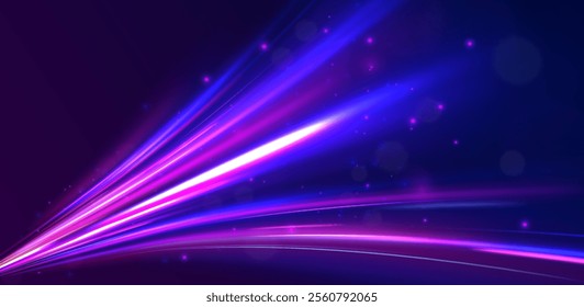 Neon stripes in the form of drill, turns and swirl. Speed of light concept background. Abstract background rotational border lines, png, effect, wave,neon,line. 