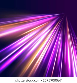 Neon stripes in the form of drill, turns and swirl. Speed of light concept background. Abstract background rotational border lines, png, effect, wave,neon,line. 