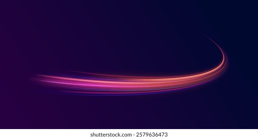 Neon stripes in the form of drill, turns and swirl. Speed of light concept background. Abstract background rotational border lines, png, effect, wave,neon,line. 