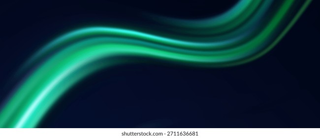 Neon stripes in the form of drill, turns and swirl. Speed of light concept background. Abstract background rotational border lines.