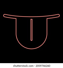 Neon stuck out tongue icon black color in circle outline vector illustration red color vector illustration flat style light image