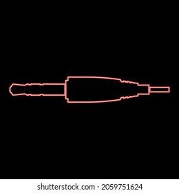 Neon studio audio cable connector or mini jack icon black color in circle outline vector illustration red color vector illustration flat style light image