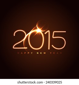 neon style 2015 text design placed above brown background vector