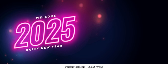 neon estilo 2025 novo ano deseja vetor design banner