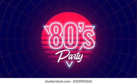 neon style 80s party sythwave background with retro effect vector