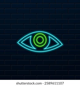 neon style. Eye icon Isolated on Background.
