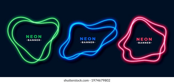 neon style fluid shape banners set