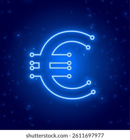 neon style foreign money euro sign background design vector