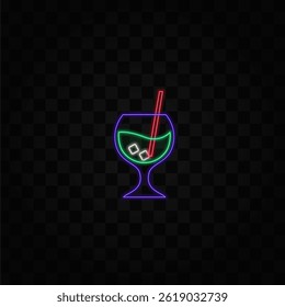 neon style. glasses with cocktails in a line style. The collection can be used individually. Can be applied to icons, logos, stickers..